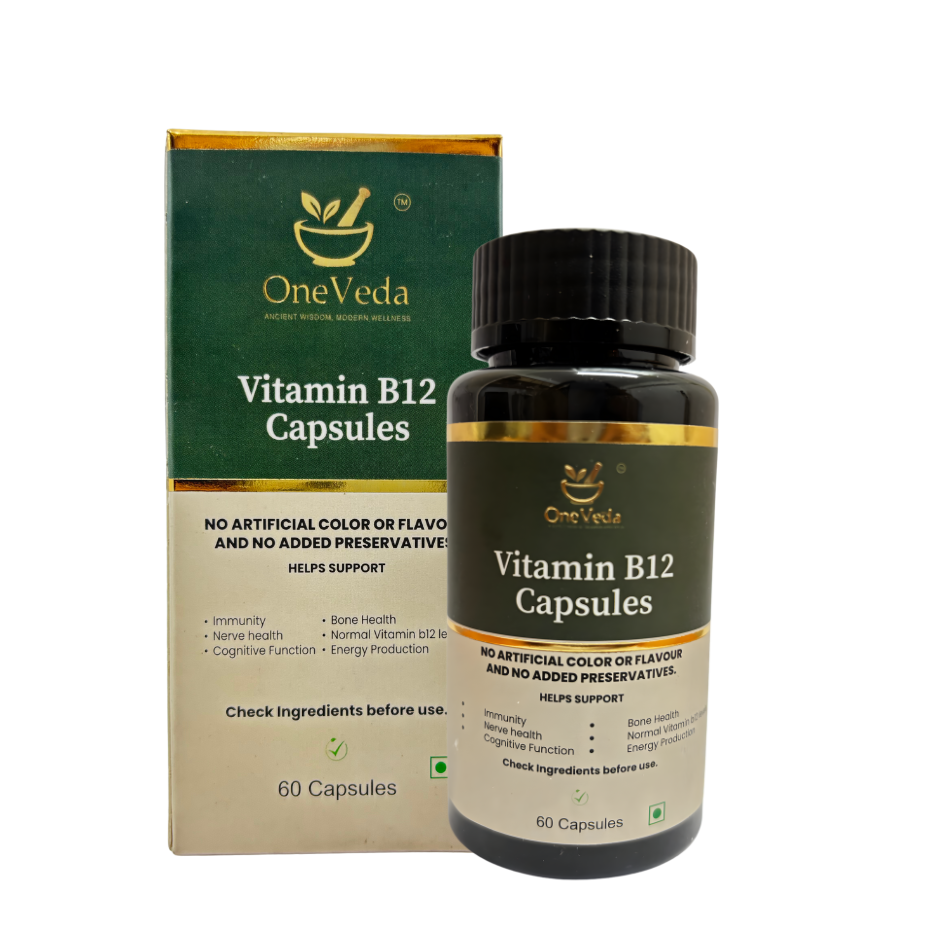 OneVeda Vitamin B12 Capsules- Plant-Based B12 for Energy, Nerve Health & Everyday Vitality