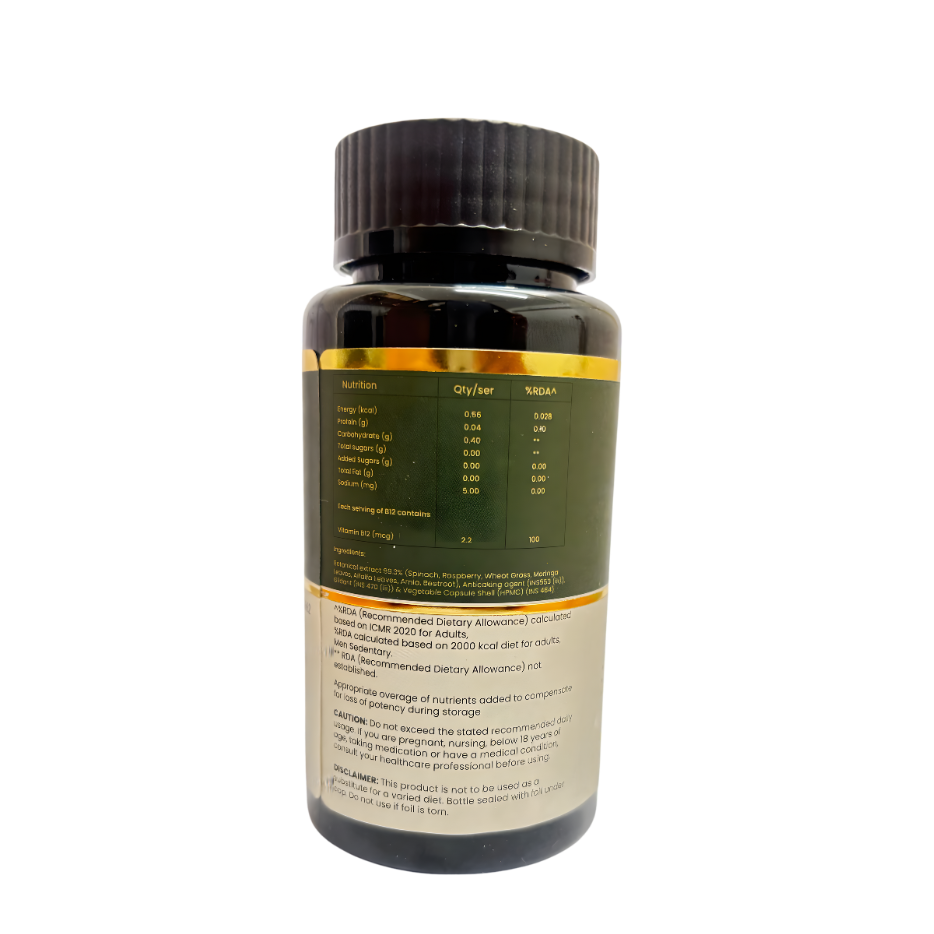 OneVeda Vitamin B12 Capsules- Plant-Based B12 for Energy, Nerve Health & Everyday Vitality