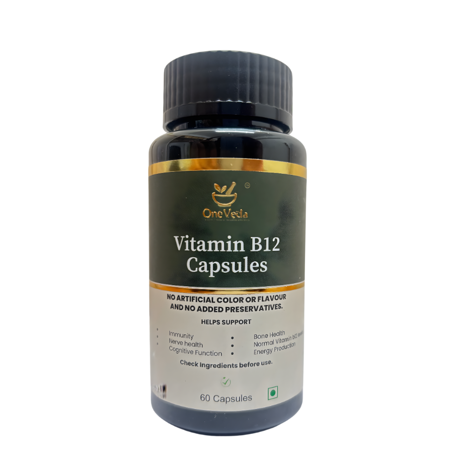 OneVeda Vitamin B12 Capsules- Plant-Based B12 for Energy, Nerve Health & Everyday Vitality