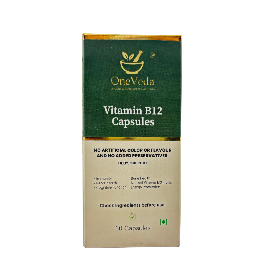 OneVeda Vitamin B12 Capsules- Plant-Based B12 for Energy, Nerve Health & Everyday Vitality